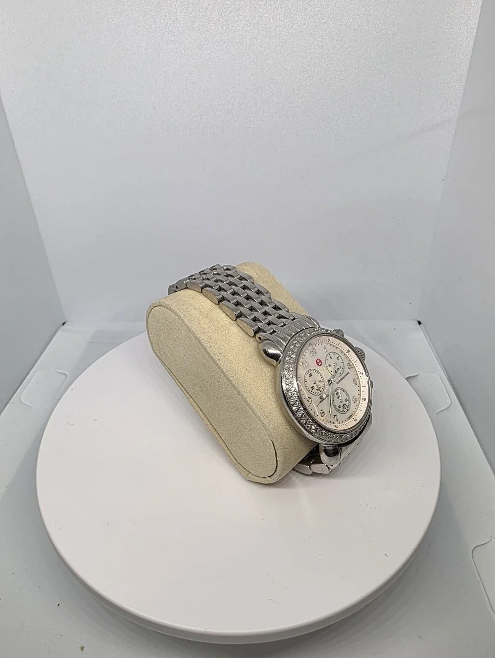Michele CXS Diamond Chronograph Watch, Mother of Pearl Dial, Stainless Steel